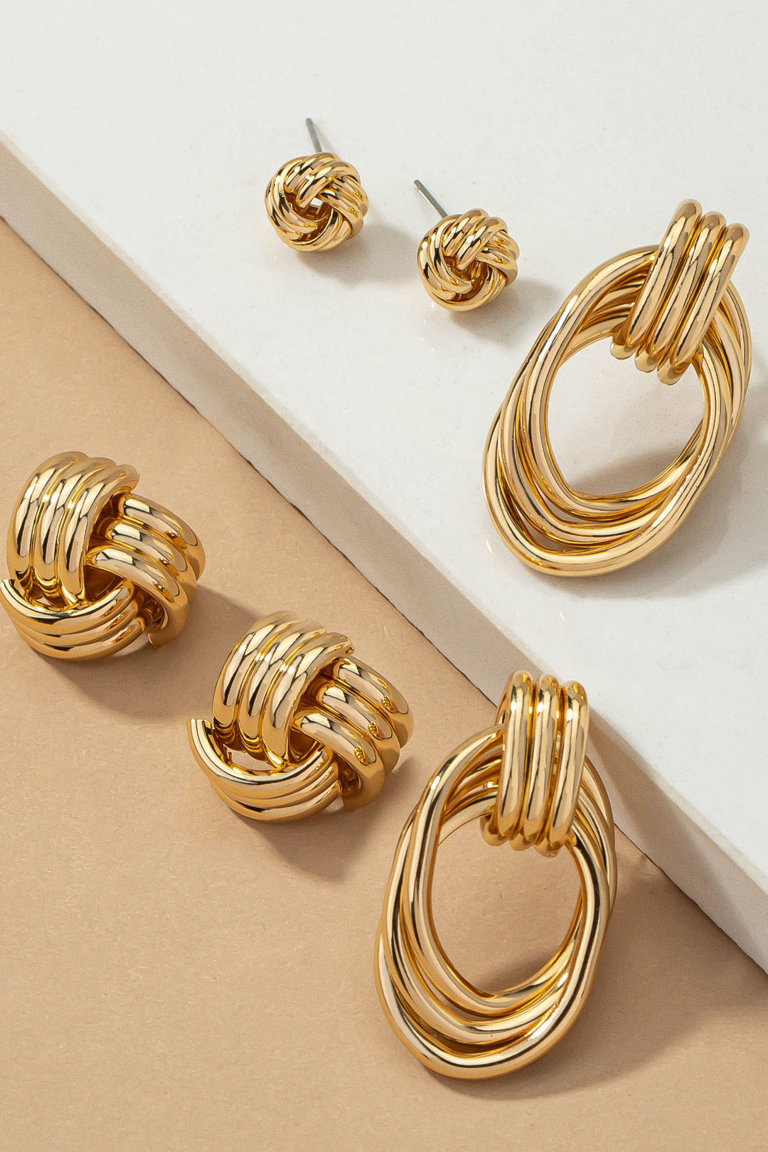 TRIO METAL KNOT EARRINGS