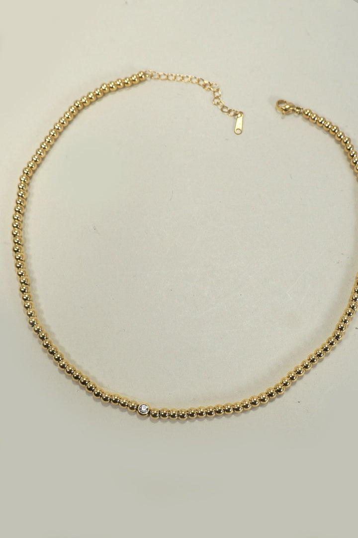18K BUBBLE BEADED RHINESTONE NECKLACE