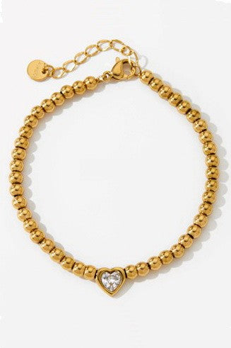 18K BEADED HEART BRACELET