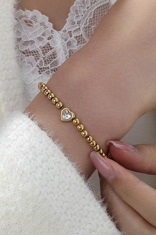 18K BEADED HEART BRACELET