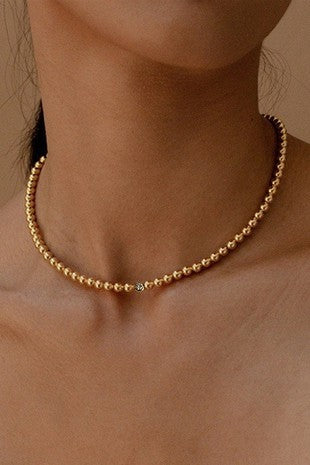 18K BUBBLE BEADED RHINESTONE NECKLACE