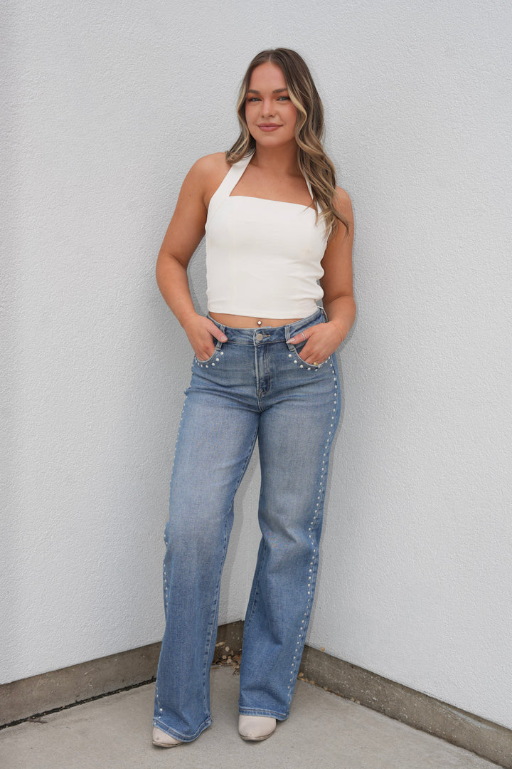 Cabana Smocked Halter Crop Top