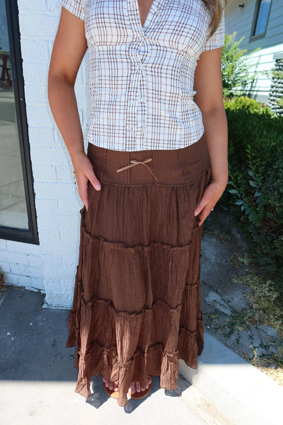 The Reverie Tiered Maxi Skirt — Mocha