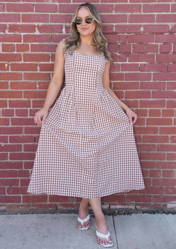 Sunday Picnic Gingham Midi Dress
