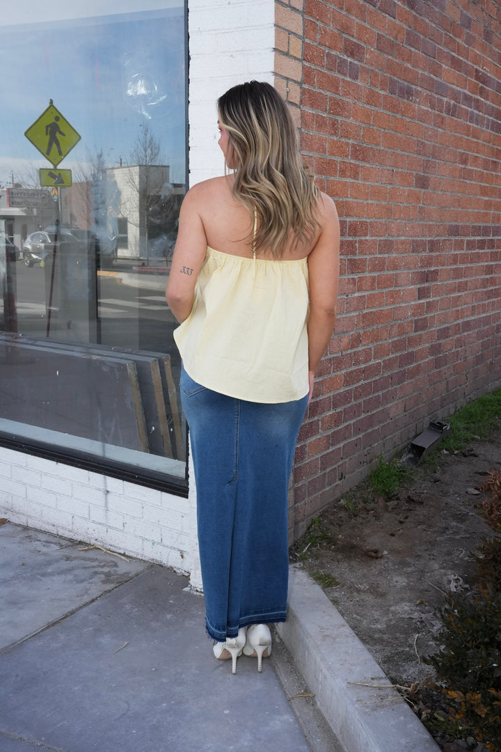 BUTTER YELLOW HALTER TOP