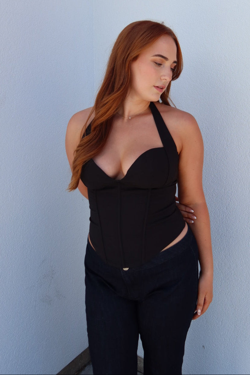Horizon Halter Bustier Top — Black