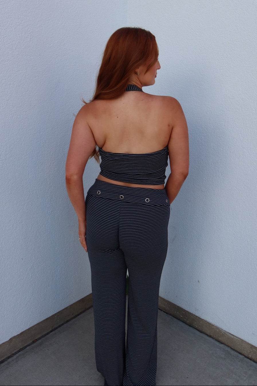 Joel Striped Grommet Halter Top