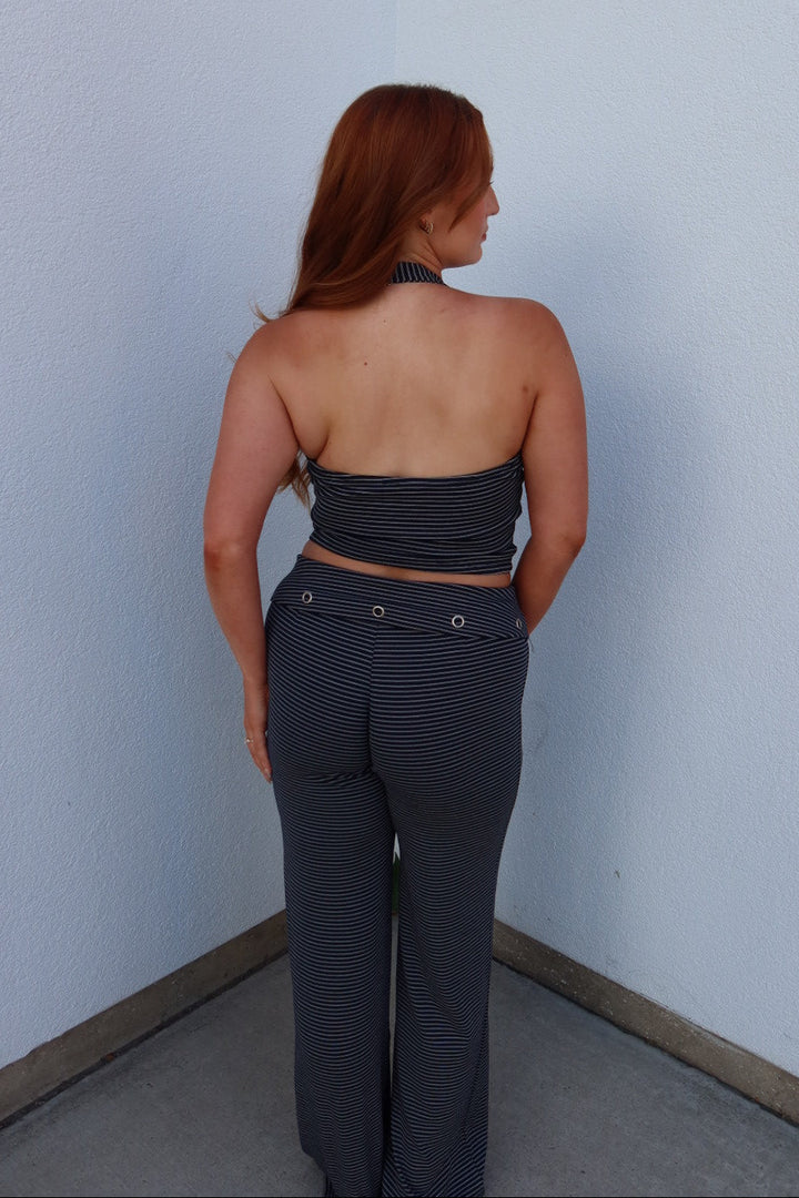 Joel Striped Grommet Halter Top