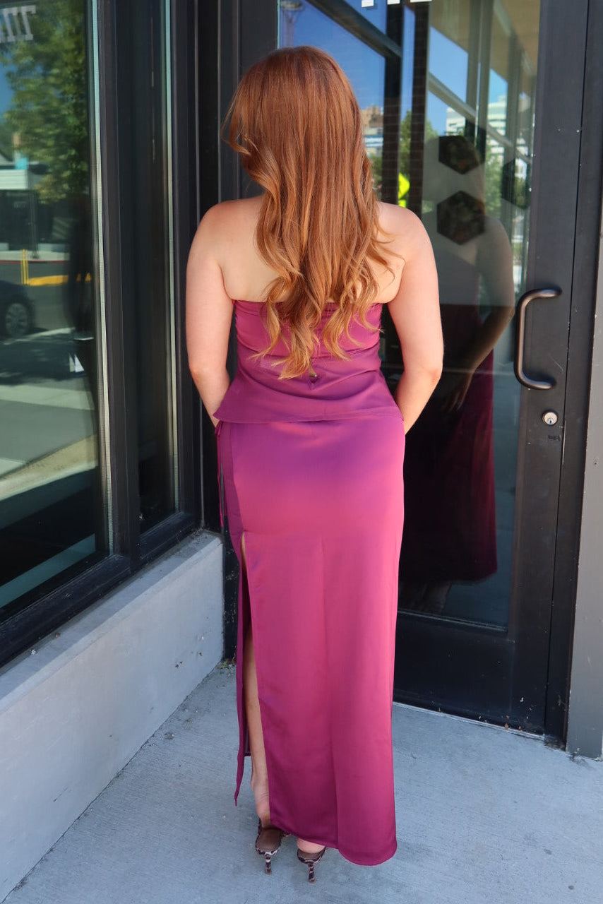 Halle Satin Chiffon Maxi Skirt