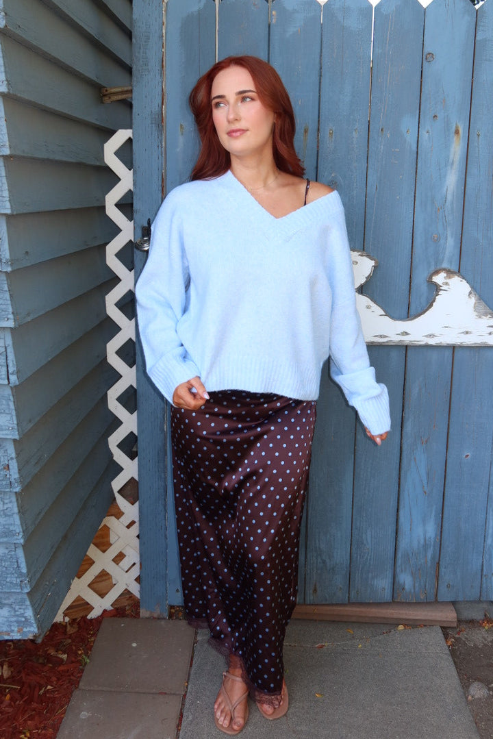 Viloria V-Neck Oversized Sweater - Blue