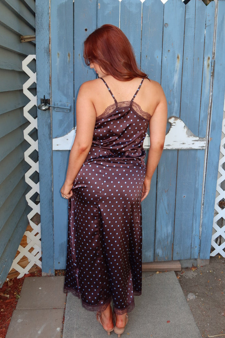 Iris Polka Dot Printed Skirt - Brown