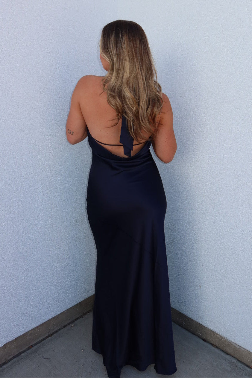 Dalzine Halter Satin Maxi Dress