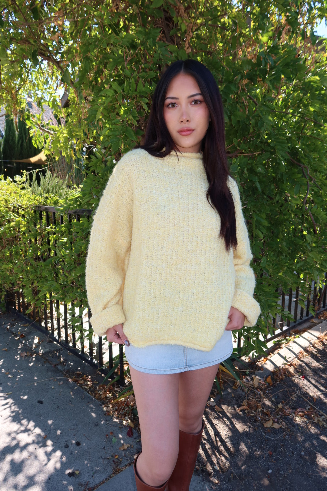 Senzo Mockneck Knit Sweater - Yellow