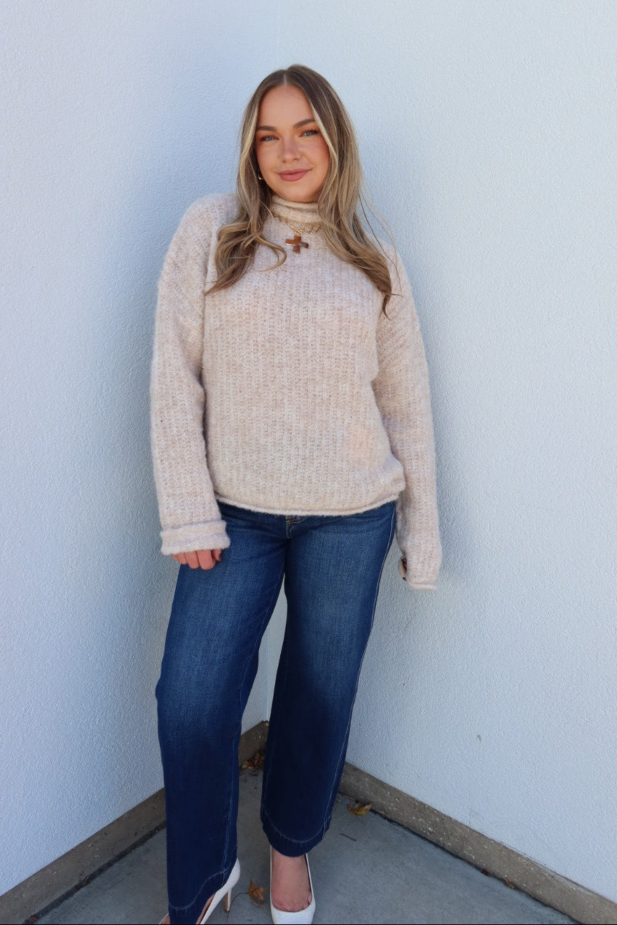 Senzo Mockneck Knit Sweater - Oatmeal