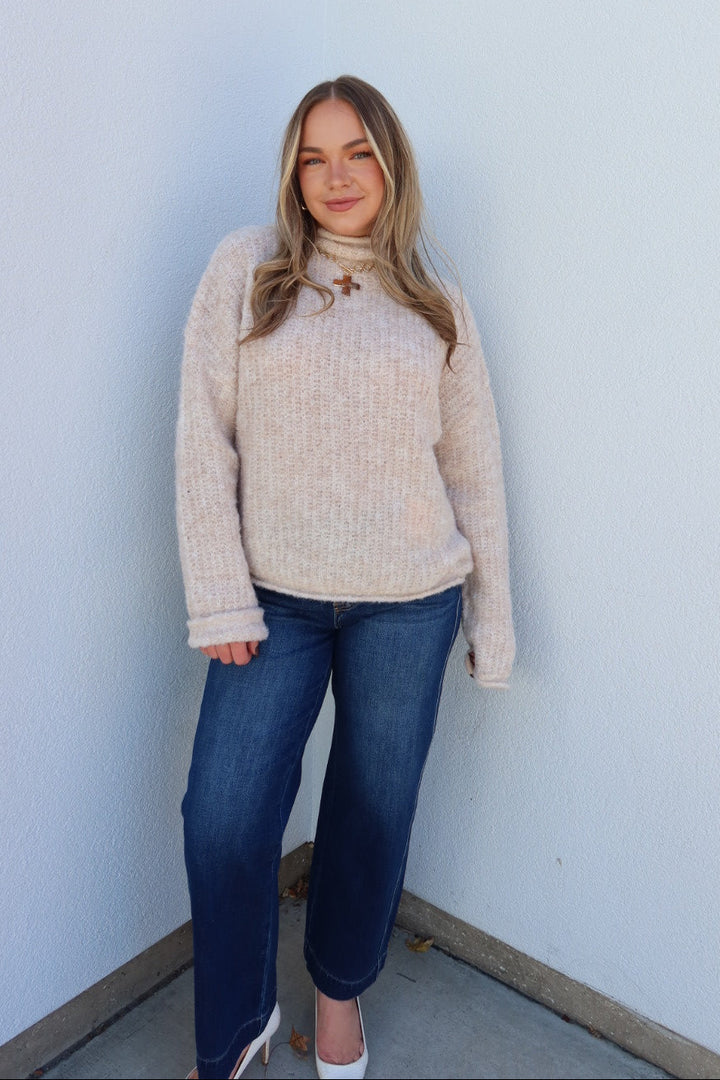 Senzo Mockneck Knit Sweater - Oatmeal