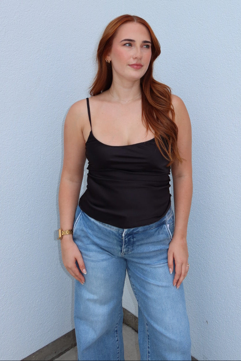 Blaire Satin Basic Cami - Black
