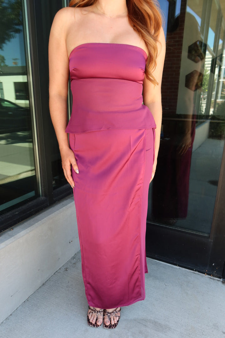 Halle Satin Chiffon Maxi Skirt