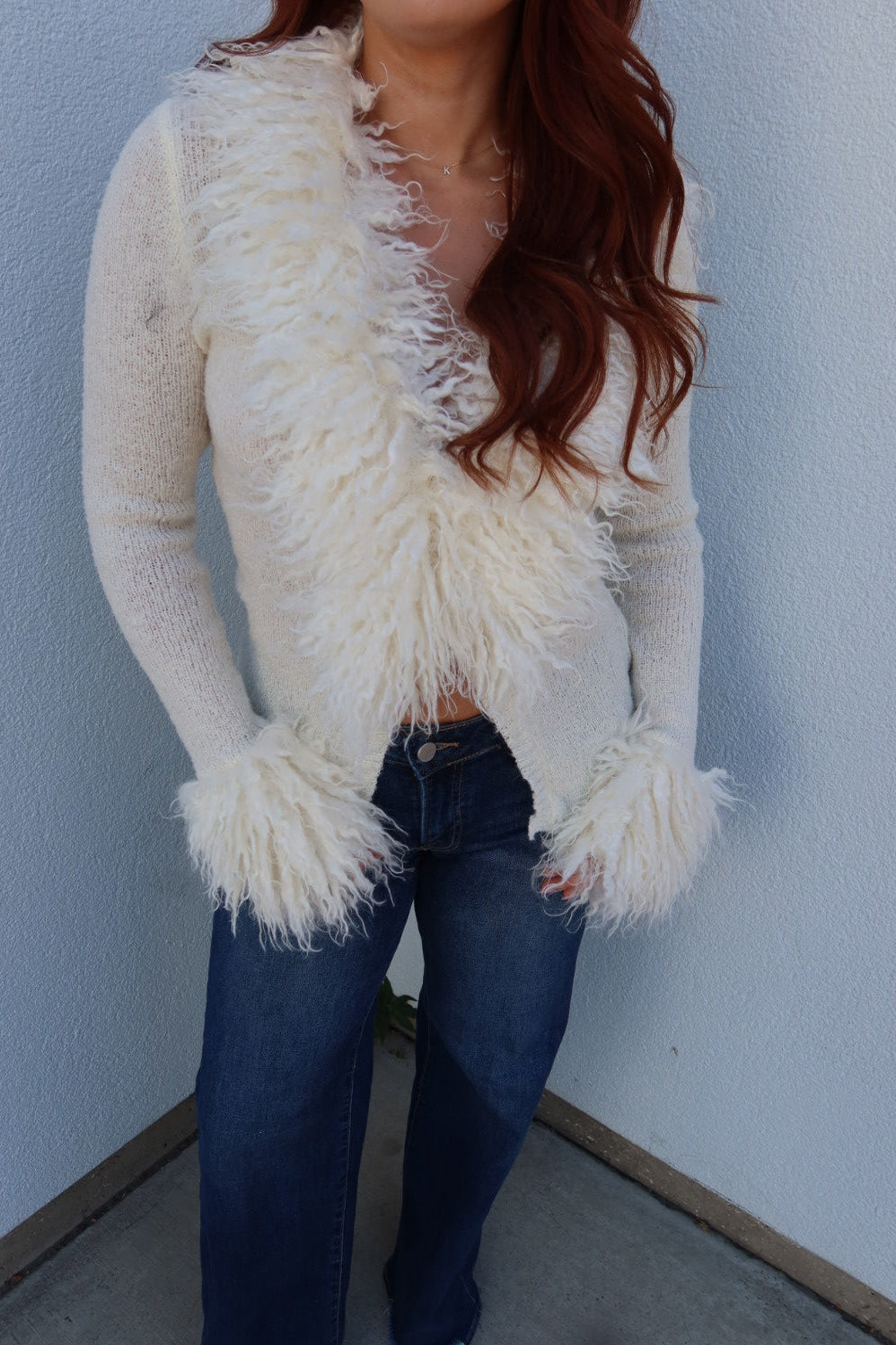 Luxe Fur Cardigan - Cream
