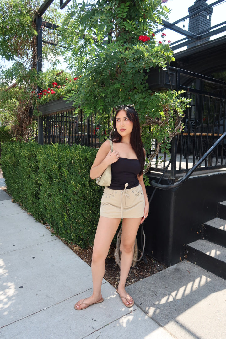 Loucia Low Waist Mini Skort - Khaki