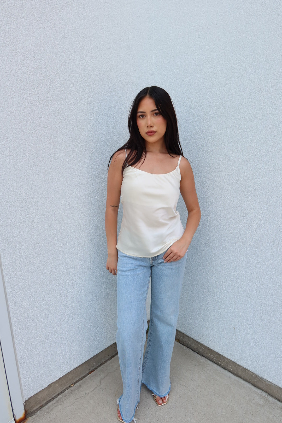 Blaire Satin Basic Cami - Cream
