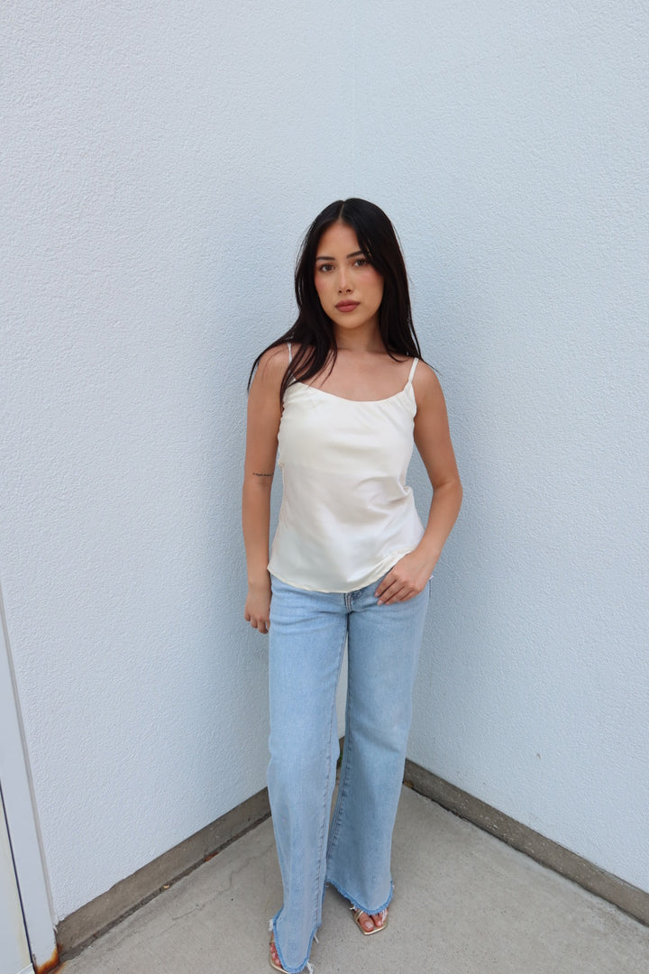 Blaire Satin Basic Cami - Cream