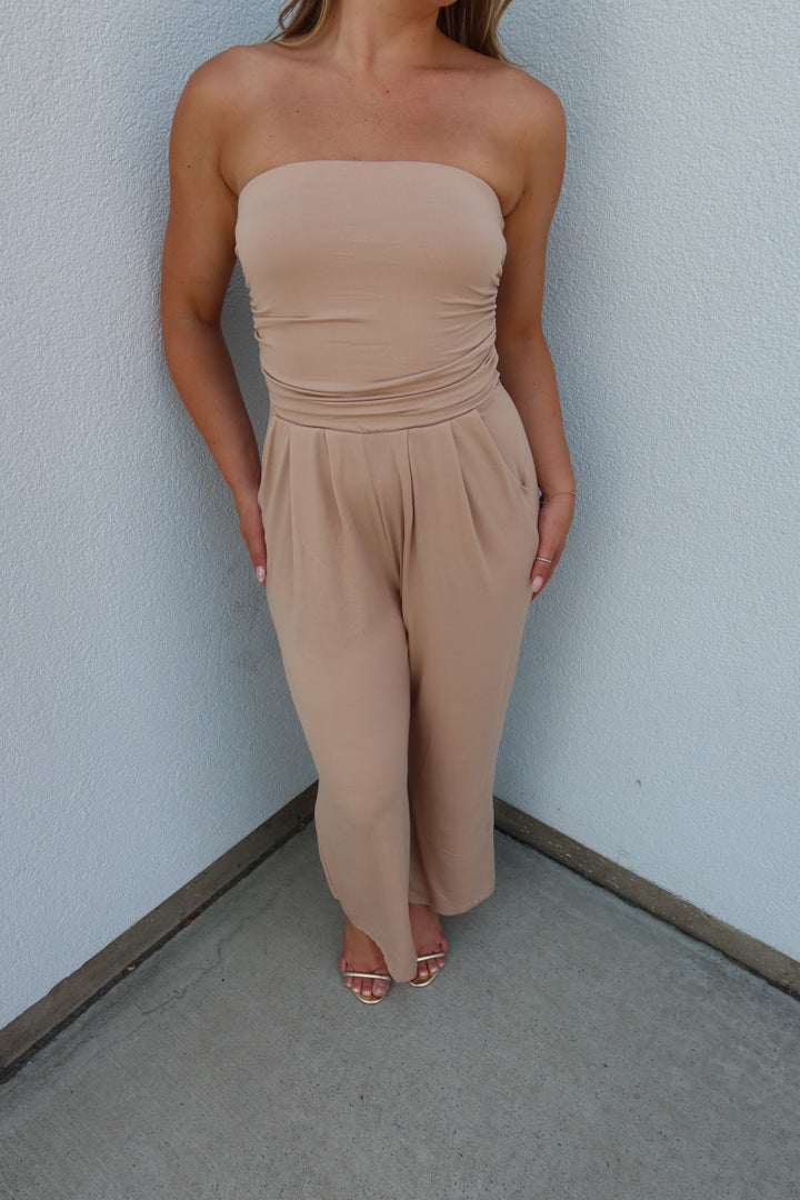 The Sandstone Strapless Palazzo Jumpsuit