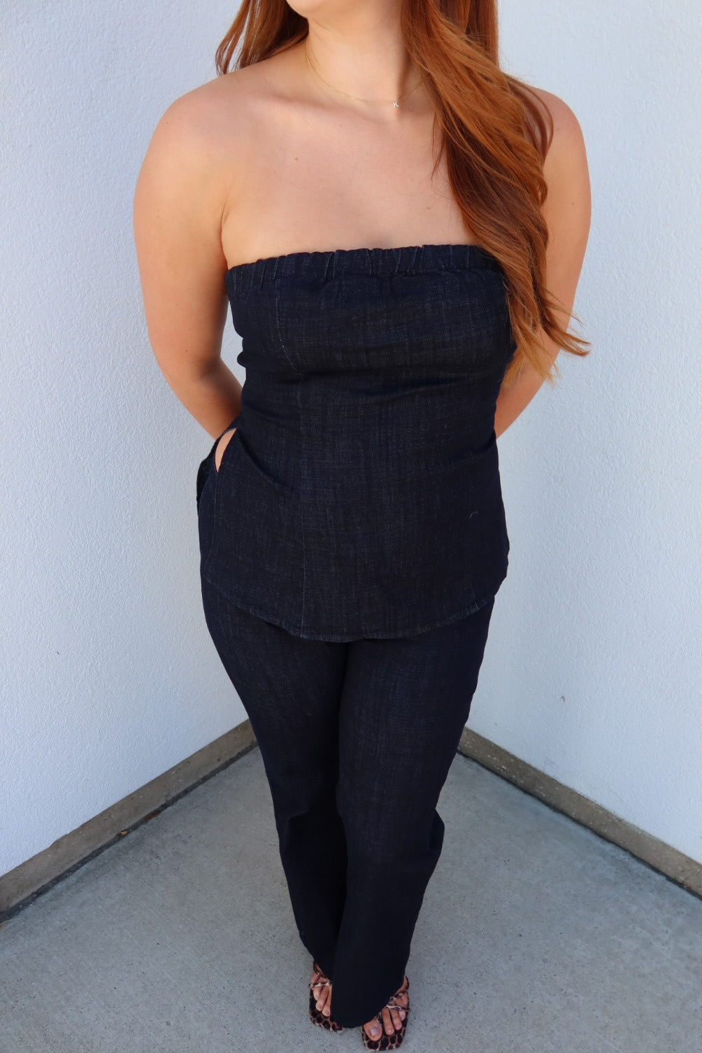 Indigo Denim Bustier Top
