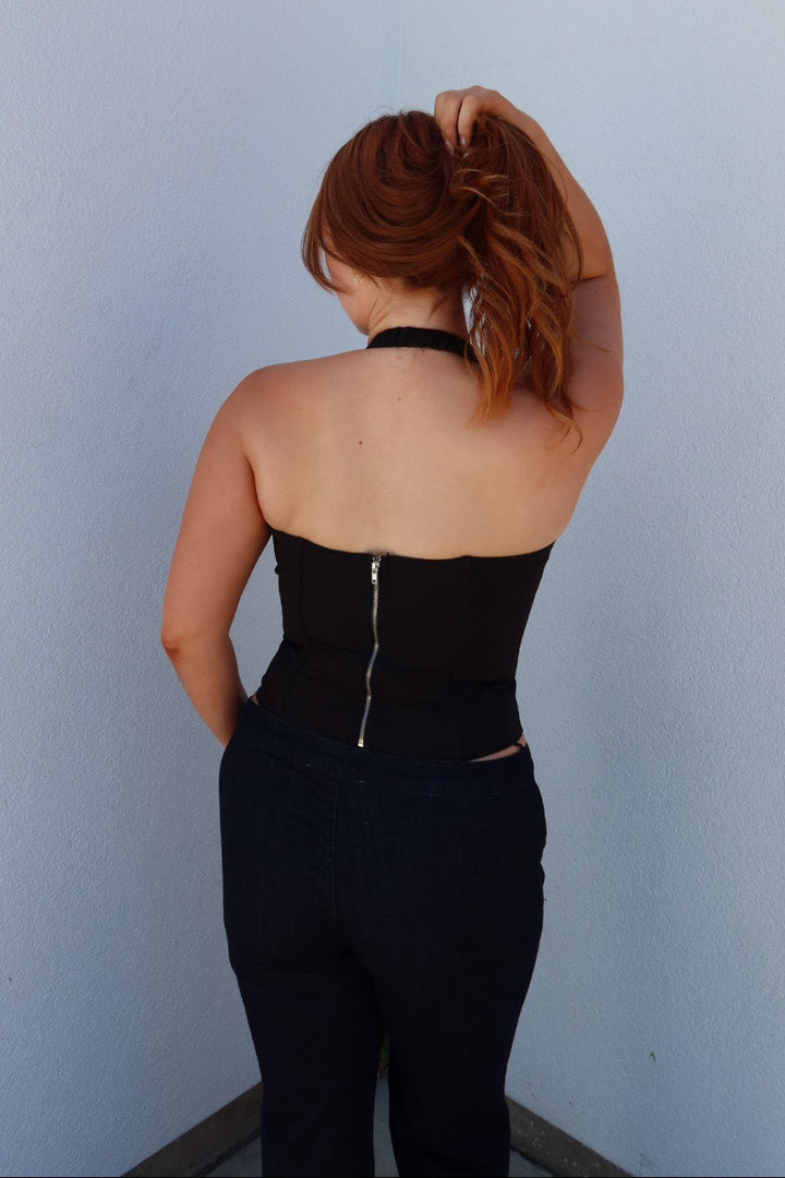 Horizon Halter Bustier Top — Black