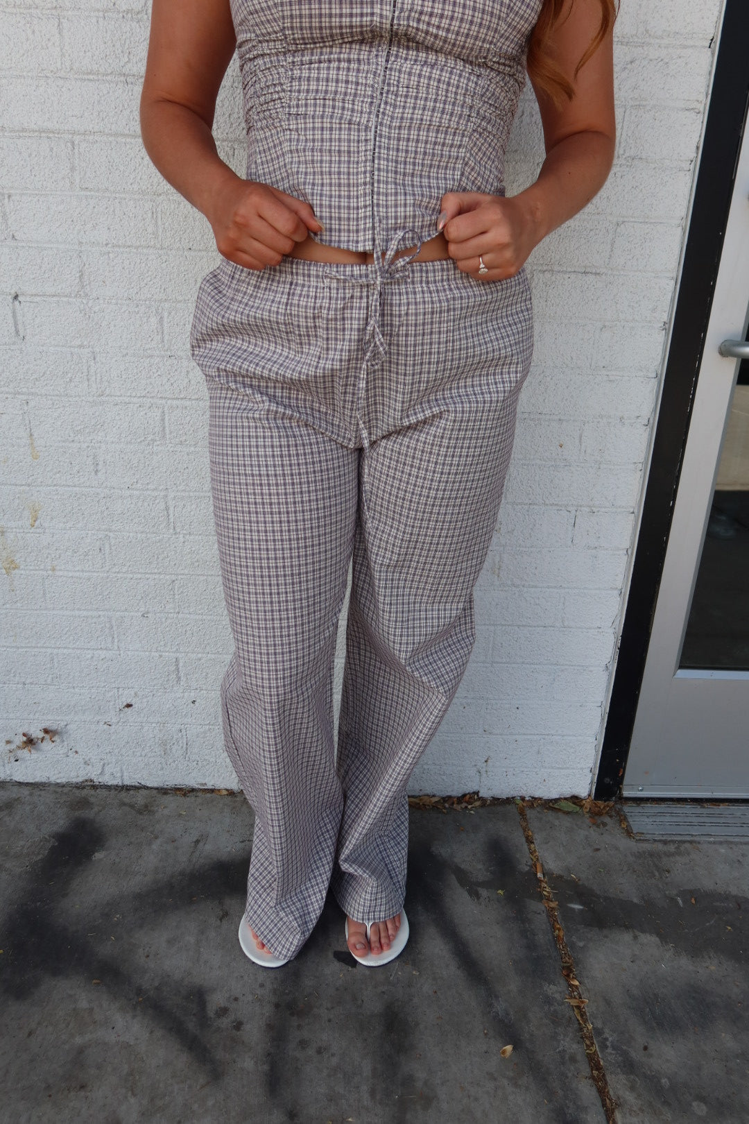 Rhea Cotton Check Pants