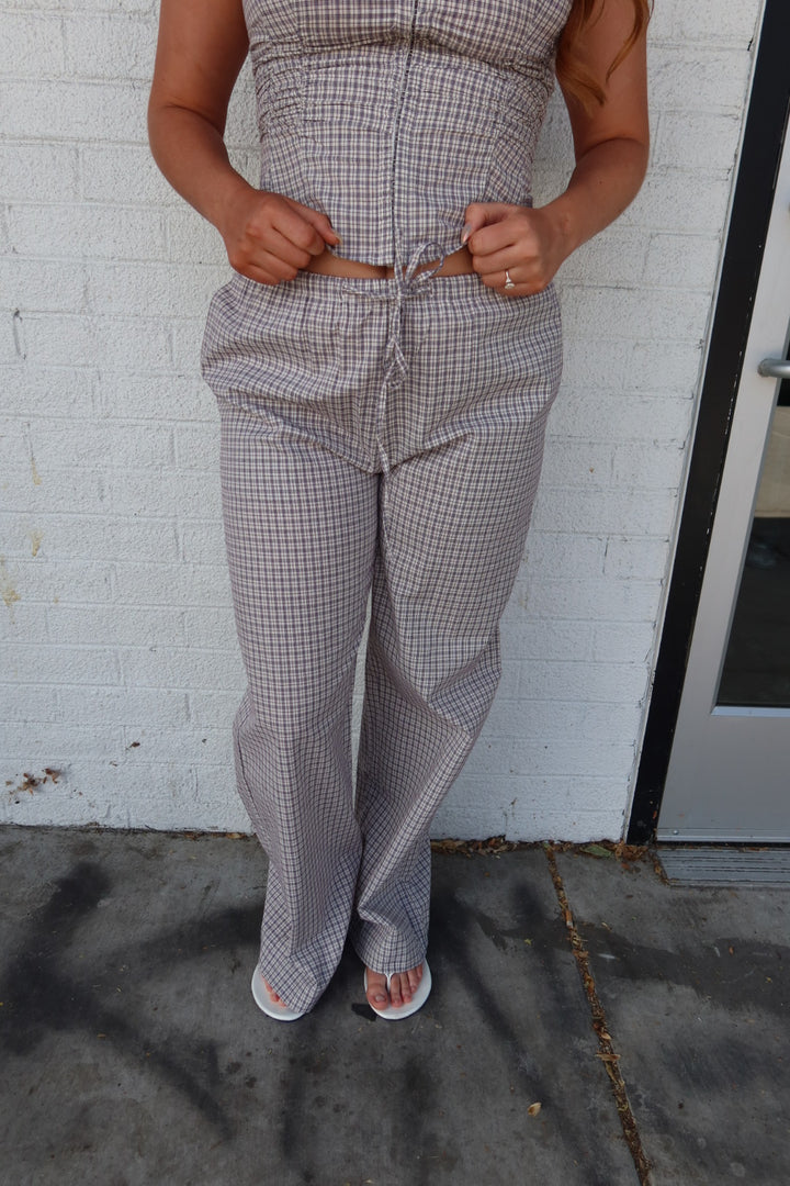 Rhea Cotton Check Pants