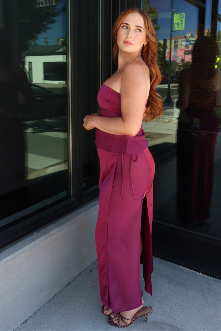 Halle Satin Chiffon Maxi Skirt