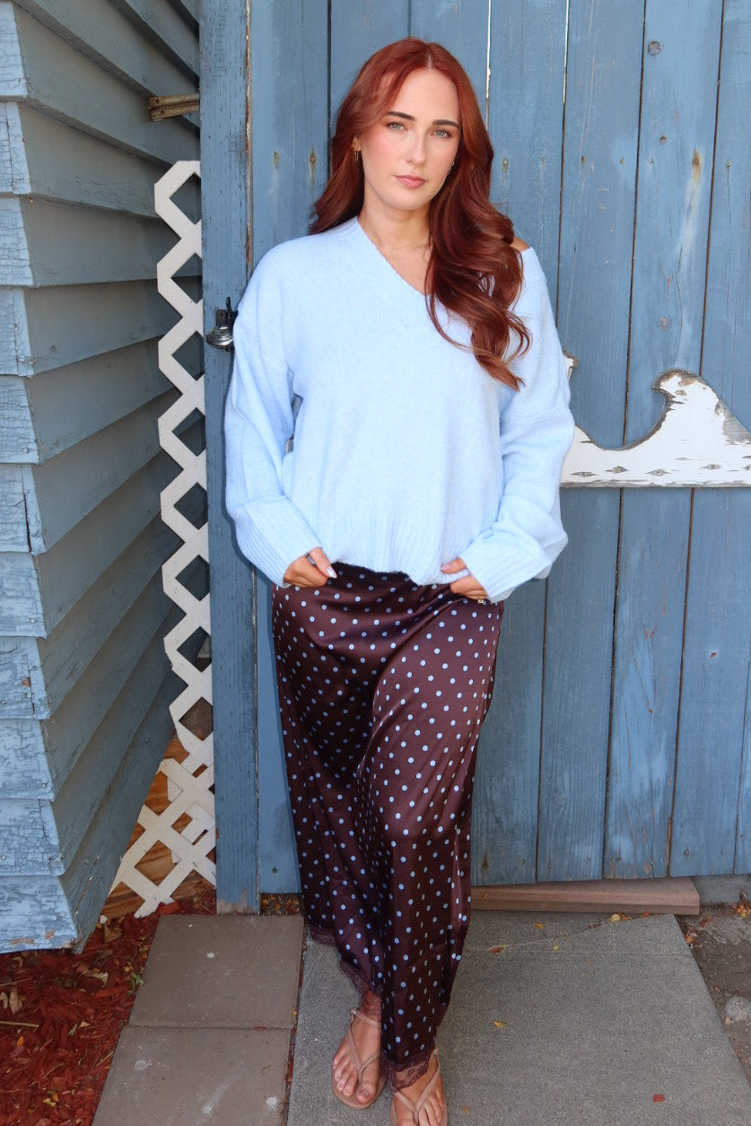 Viloria V-Neck Oversized Sweater - Blue