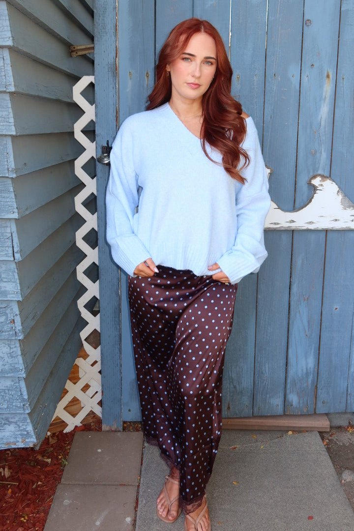 Viloria V-Neck Oversized Sweater - Blue
