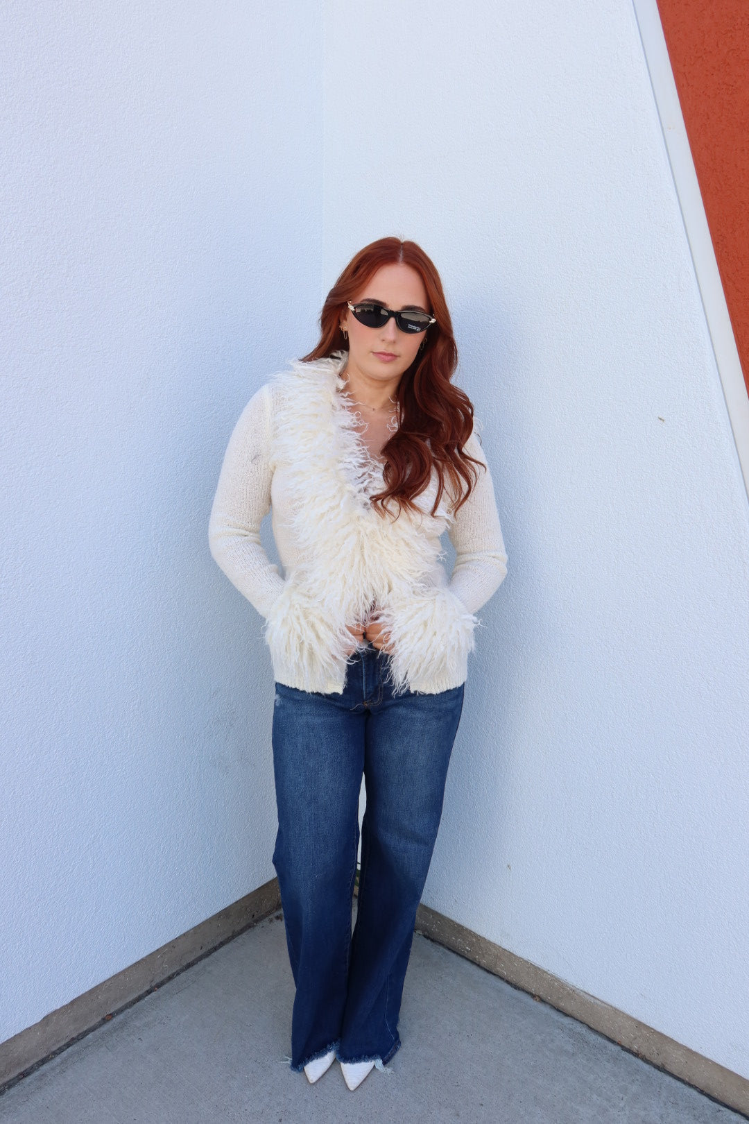 Luxe Fur Cardigan - Cream