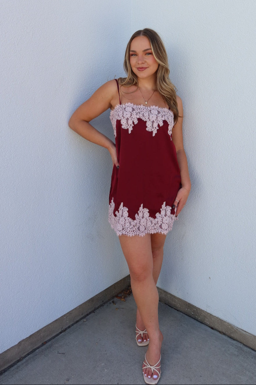 Astrid Contrast Satin Mini Dress