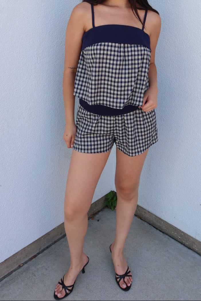 Deanna Gingham Contrast Top