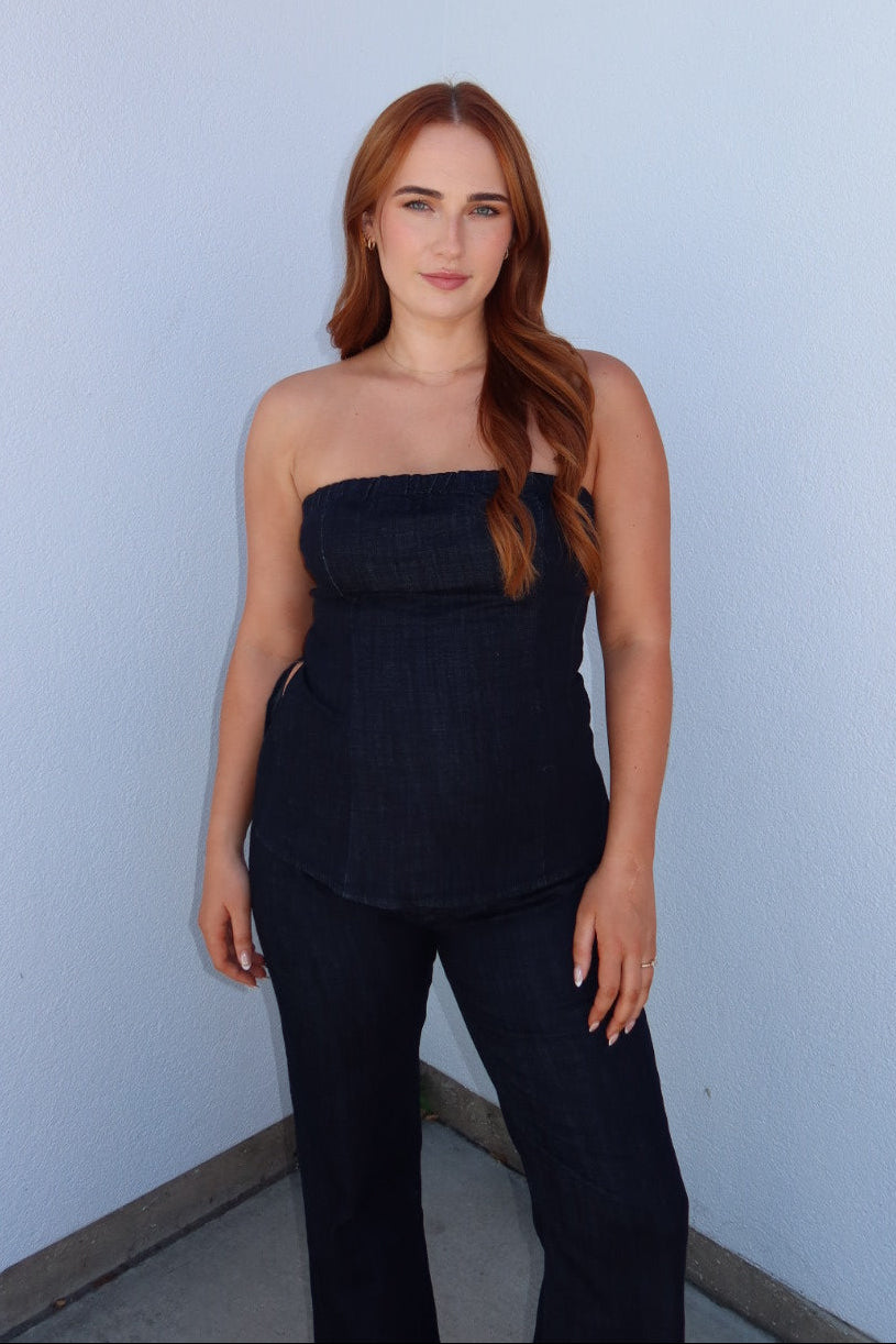 Indigo Denim Bustier Top