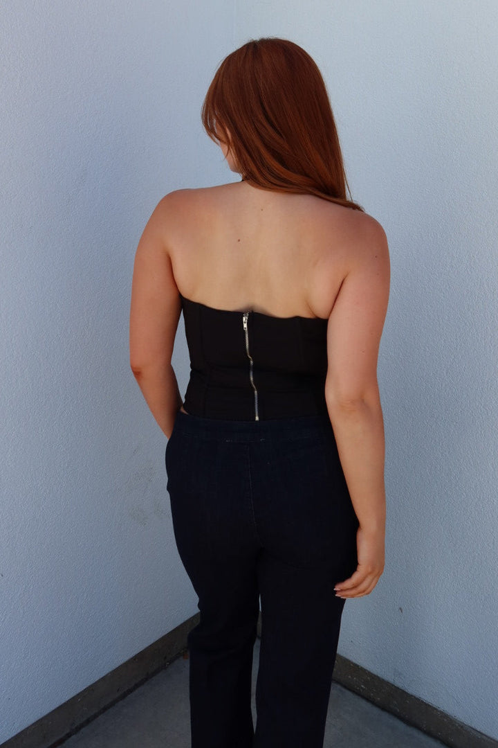 Horizon Halter Bustier Top — Black