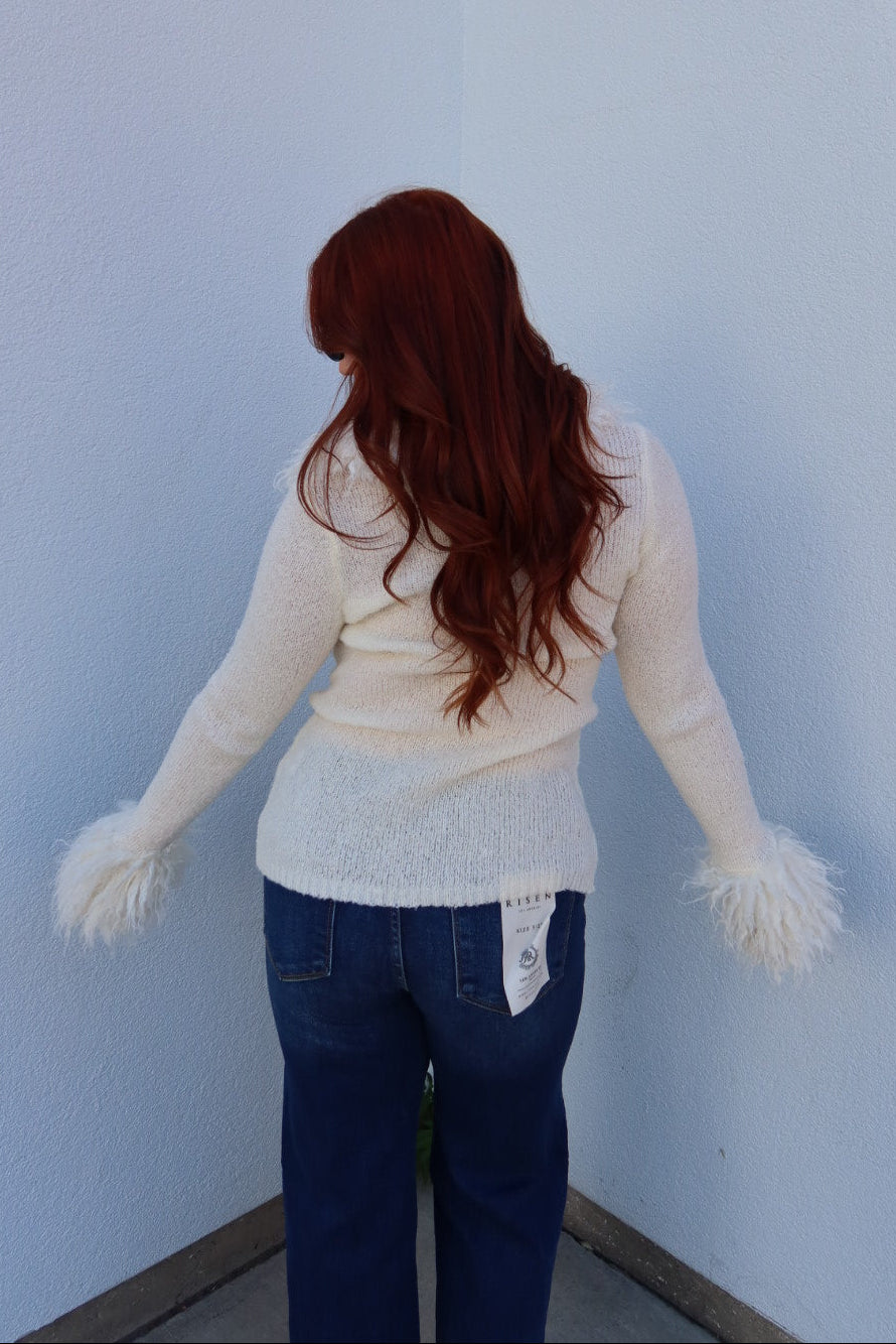 Luxe Fur Cardigan - Cream