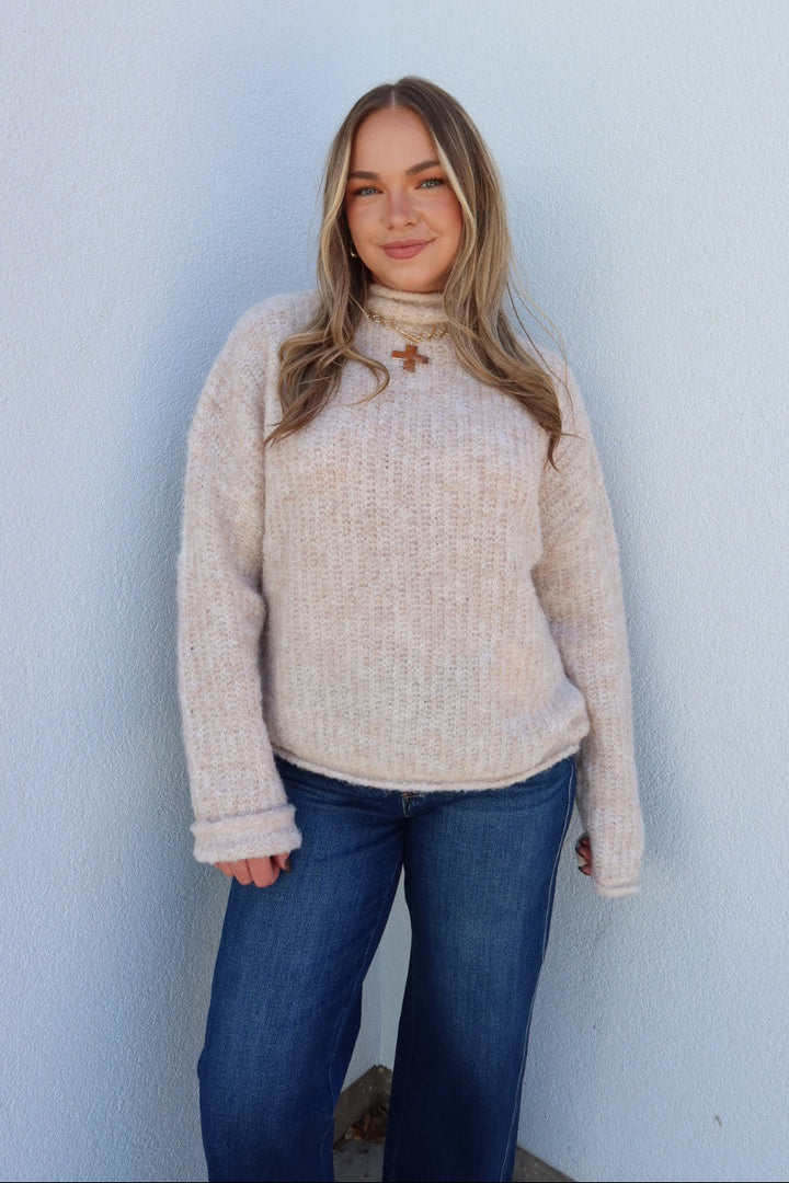 Senzo Mockneck Knit Sweater - Oatmeal