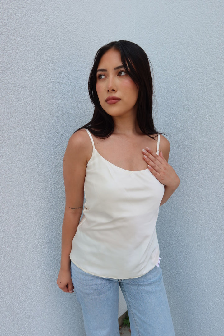 Blaire Satin Basic Cami - Cream