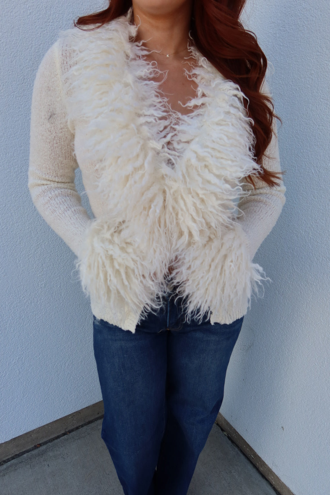 Luxe Fur Cardigan - Cream
