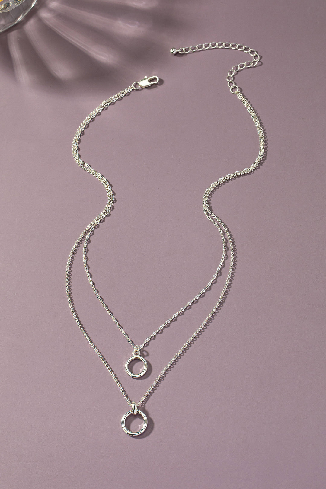 TWO ROW CHAIN AND CIRCLE NECKLACE