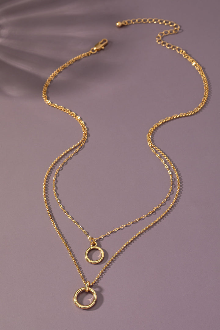 TWO ROW CHAIN AND CIRCLE NECKLACE