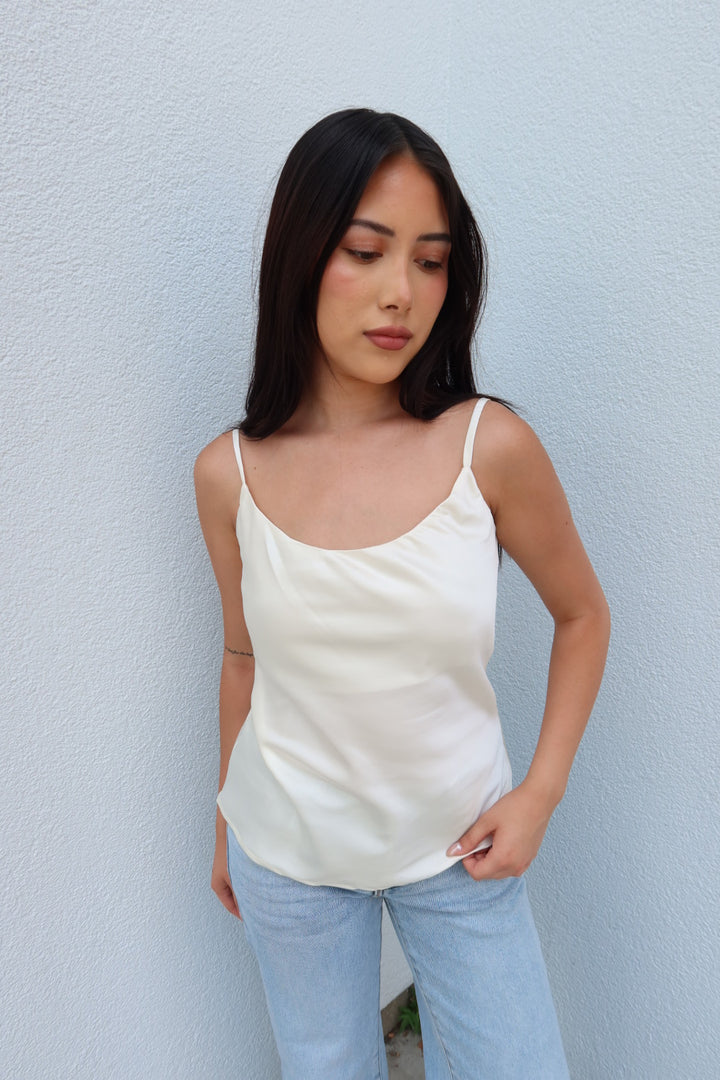 Blaire Satin Basic Cami - Cream