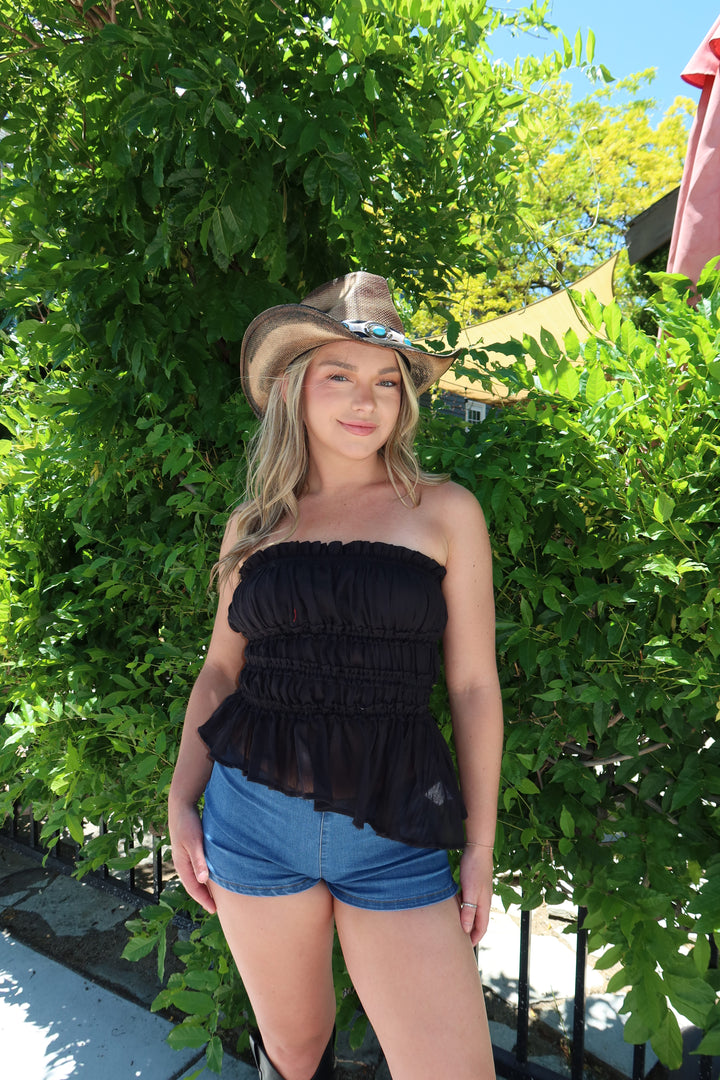 Rebel Ruffled Tube Top - Black