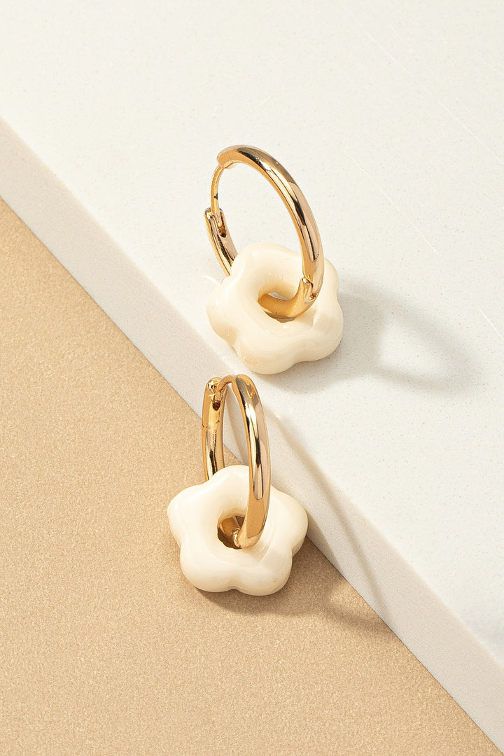 HUGGIE HOOPS W ACETATE FLOWERS