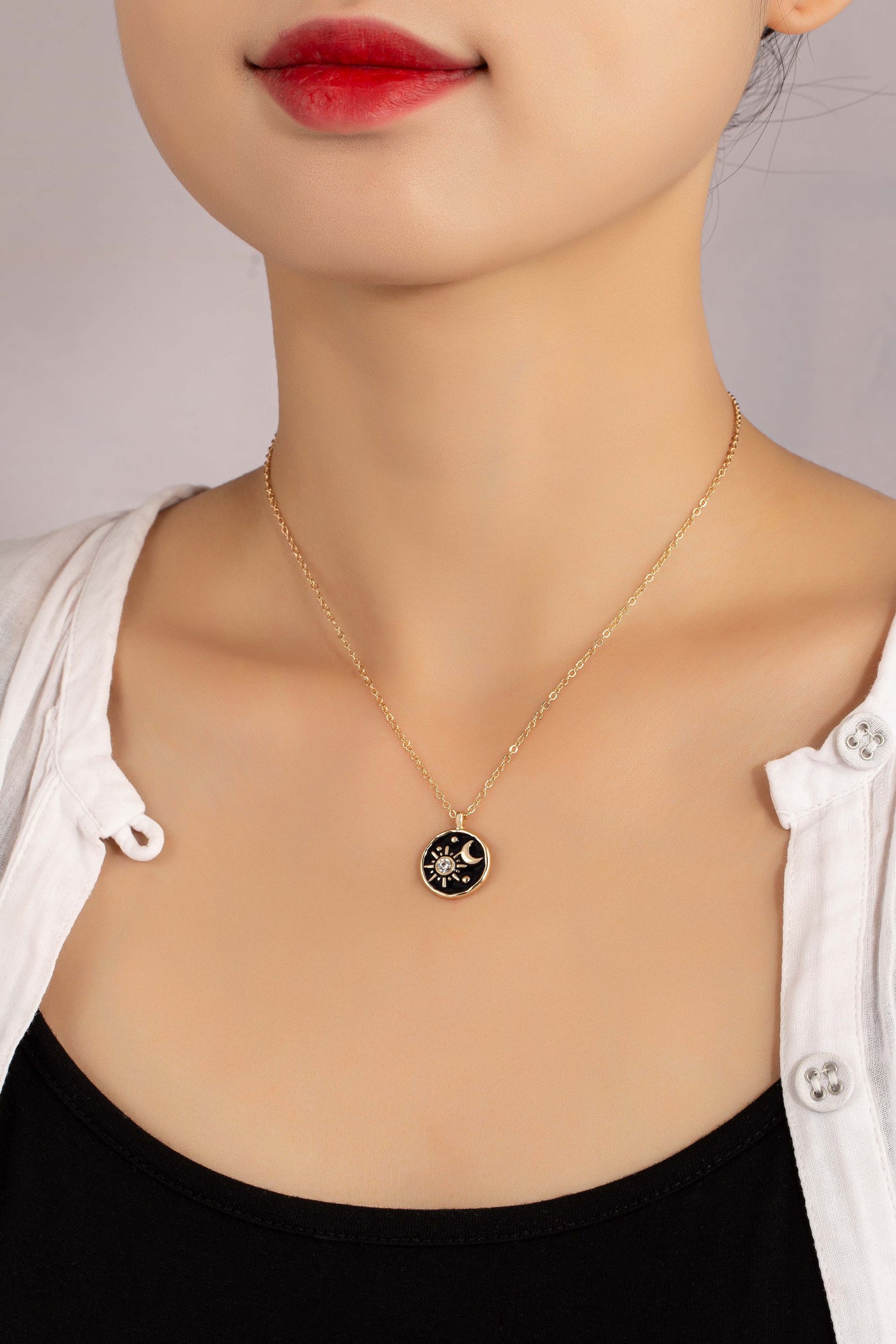 MOON AND STAR PENDANT NECKLACE
