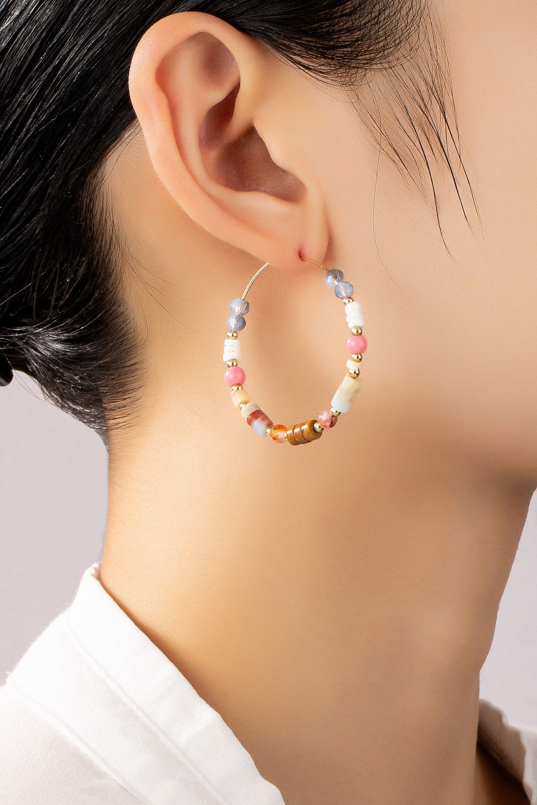COLORFUL BEADED HOOPS