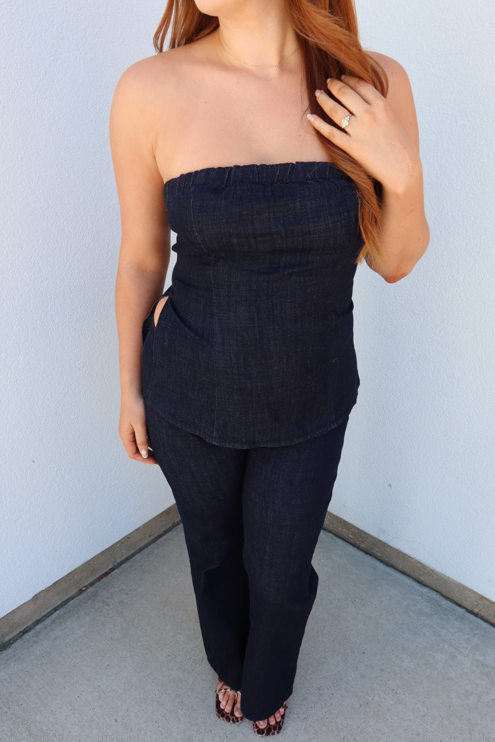 Indigo Denim Bustier Top